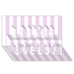 Vertical Stripes - White and Thistle Violet Laugh Live Love 3D Greeting Card (8x4)
