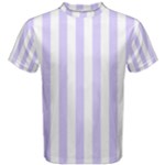 Vertical Stripes - White and Pale Lavender Violet Men s Cotton Tee