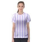 Vertical Stripes - White and Pale Lavender Violet Women s Sport Mesh Tee