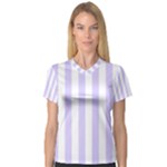 Vertical Stripes - White and Pale Lavender Violet Women s V-Neck Sport Mesh Tee
