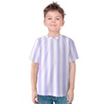 Vertical Stripes - White and Pale Lavender Violet Kid s Cotton Tee