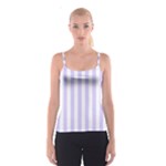 Vertical Stripes - White and Pale Lavender Violet Spaghetti Strap Top