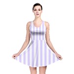 Vertical Stripes - White and Pale Lavender Violet Reversible Skater Dress