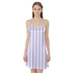 Vertical Stripes - White and Pale Lavender Violet Satin Night Slip