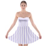 Vertical Stripes - White and Pale Lavender Violet Strapless Bra Top Dress