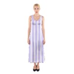 Vertical Stripes - White and Pale Lavender Violet Full Print Maxi Dress