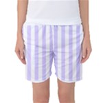 Vertical Stripes - White and Pale Lavender Violet Women s Basketball Shorts