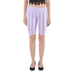 Vertical Stripes - White and Pale Lavender Violet Yoga Cropped Leggings