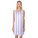 Vertical Stripes - White and Pale Lavender Violet Sleeveless Satin Nightdress