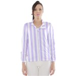 Vertical Stripes - White and Pale Lavender Violet Wind Breaker (Women)