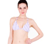 Vertical Stripes - White and Pale Lavender Violet Bikini Top