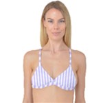 Vertical Stripes - White and Pale Lavender Violet Reversible Tri Bikini Top