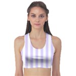 Vertical Stripes - White and Pale Lavender Violet Women s Sports Bra