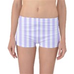 Vertical Stripes - White and Pale Lavender Violet Reversible Boyleg Bikini Bottoms