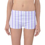 Vertical Stripes - White and Pale Lavender Violet Boyleg Bikini Bottoms