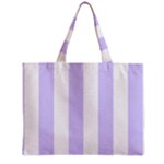 Vertical Stripes - White and Pale Lavender Violet Zipper Mini Tote Bag
