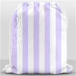 Vertical Stripes - White and Pale Lavender Violet Drawstring Bag (Large)