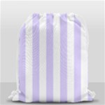 Vertical Stripes - White and Pale Lavender Violet Drawstring Bag (Small)