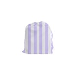 Vertical Stripes - White and Pale Lavender Violet Drawstring Pouch (XS)