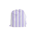 Vertical Stripes - White and Pale Lavender Violet Drawstring Pouch (S)