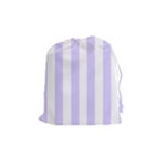 Vertical Stripes - White and Pale Lavender Violet Drawstring Pouch (M)
