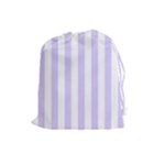 Vertical Stripes - White and Pale Lavender Violet Drawstring Pouch (L)