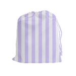 Vertical Stripes - White and Pale Lavender Violet Drawstring Pouch (XL)