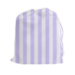 Vertical Stripes - White and Pale Lavender Violet Drawstring Pouch (XXl)