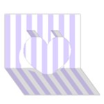 Vertical Stripes - White and Pale Lavender Violet Heart 3D Greeting Card (7x5)