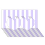 Vertical Stripes - White and Pale Lavender Violet Twin Hearts 3D Greeting Card (8x4)