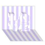 Vertical Stripes - White and Pale Lavender Violet LOVE 3D Greeting Card (7x5)