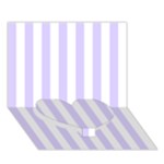 Vertical Stripes - White and Pale Lavender Violet Heart Bottom 3D Greeting Card (7x5)