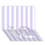 Vertical Stripes - White and Pale Lavender Violet LOVE Bottom 3D Greeting Card (7x5)