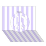 Vertical Stripes - White and Pale Lavender Violet Peace Sign 3D Greeting Card (7x5)