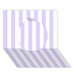 Vertical Stripes - White and Pale Lavender Violet Circle 3D Greeting Card (7x5)