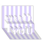 Vertical Stripes - White and Pale Lavender Violet Miss You 3D Greeting Card (7x5)