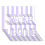 Vertical Stripes - White and Pale Lavender Violet TAKE CARE 3D Greeting Card (7x5)