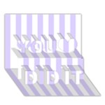 Vertical Stripes - White and Pale Lavender Violet You Did It 3D Greeting Card (7x5)
