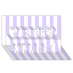 Vertical Stripes - White and Pale Lavender Violet Merry Xmas 3D Greeting Card (8x4)