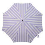 Vertical Stripes - White and Pale Lavender Violet Hook Handle Umbrella (Large)