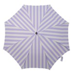 Vertical Stripes - White and Pale Lavender Violet Hook Handle Umbrella (Small)