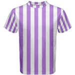 Vertical Stripes - White and Lavender Violet Men s Cotton Tee