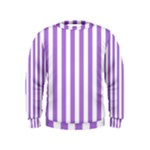 Vertical Stripes - White and Lavender Violet Kid s Sweatshirt