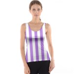 Vertical Stripes - White and Lavender Violet Tank Top