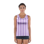 Vertical Stripes - White and Lavender Violet Women s Sport Tank Top