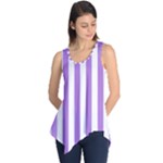 Vertical Stripes - White and Lavender Violet Sleeveless Tunic