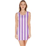 Vertical Stripes - White and Lavender Violet Bodycon Dress