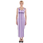 Vertical Stripes - White and Lavender Violet Fitted Maxi Dress