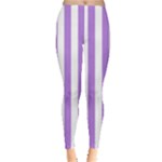 Vertical Stripes - White and Lavender Violet Women s Leggings