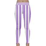Vertical Stripes - White and Lavender Violet Yoga Leggings